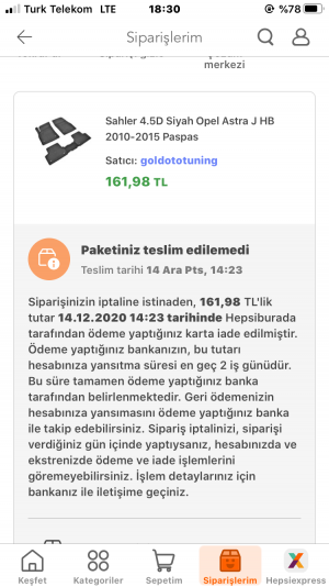 Hepsiburada 18 Günde Siparişim Gelmedi, Kendiliğinden İptal Oldu