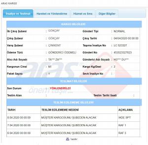 Aras Kargo'da Kargomu Şubeden Almamın İstenip Bundan Haberim Olmayıp Gelmemesi