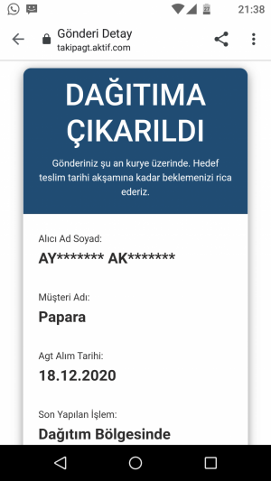 Papara 2-3 Aydır Agt Kurye Kartımı Getirmiyor