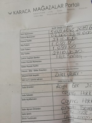 Karaca 2 Aydır İade Ücretim Yatırılmadı