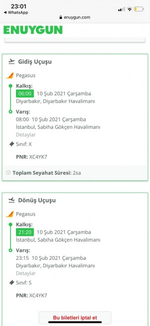 Pegasus 20 Yaş Altı Seyahat Kısıtlaması