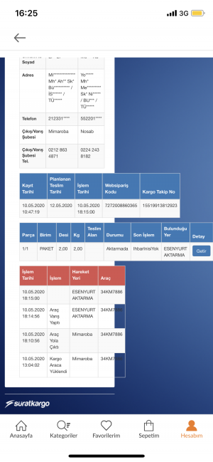 Sürat Kargo Gecikmesi