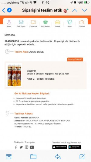 Trendyol Goldfix Strafor Yapıştırıcı 450 Gr Yerine 280 Gr Gönderildi
