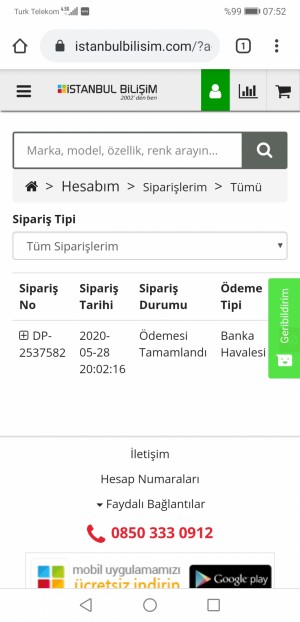 İstanbul Bilişim 28/5 Şipariş Tarihi Ne Gelen Var Ne Giden...