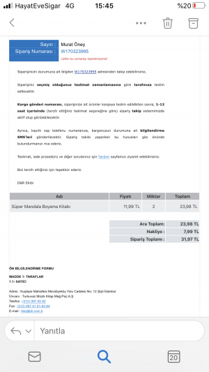 D&R Siparişimde 51. Gün Bugün