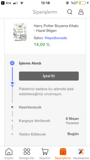 Hepsiburada'dan Ürünüm Gelmedi