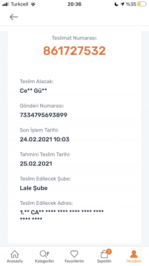 Trendyol 8617*** Teslimat Numaralı Ürün Adres Değişikliği!