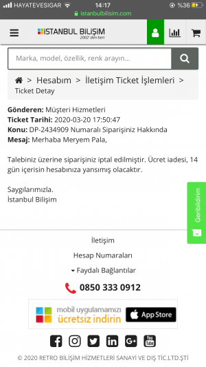 İstanbul Bilişim'de 17 Gün Geçti Dp-2434*** Ücret İadesi