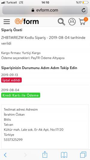 Evform Para İademi Yapmıyorlar