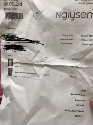 Ngiysem Yanlış Ürün Gönderimi