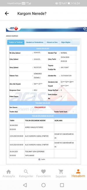 Aras Kargo Sorumsuz Dağıtıcı Ve Kabul Görevlisi Bayan