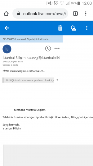 İstanbul Bilişim Para İadesi