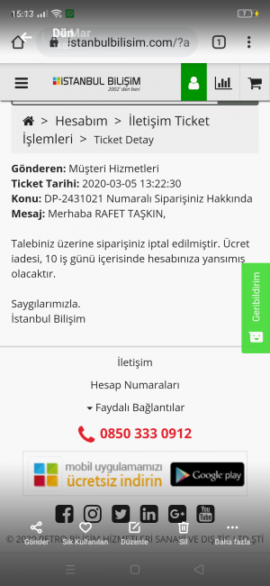 İstanbul Bilişim Stokta Olmayan Ürünleri Varmış Gibi Gösterip Reklam Yapıyorlar