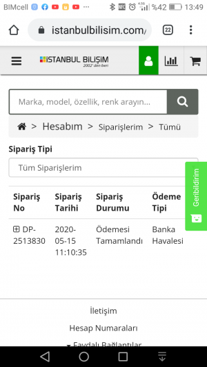İstanbul Bilişim Ürünüm Kargolanmadı