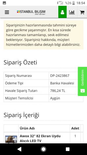 İstanbul Bilişim Ücreti Havale İle Almayı Biliyorlar Ama Ne Ürün Var Ne De İptal Etmeme Rağmen İade Yapılıyor