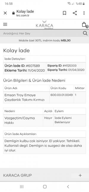 Karaca'da Para İadesi Yapmıyorlar