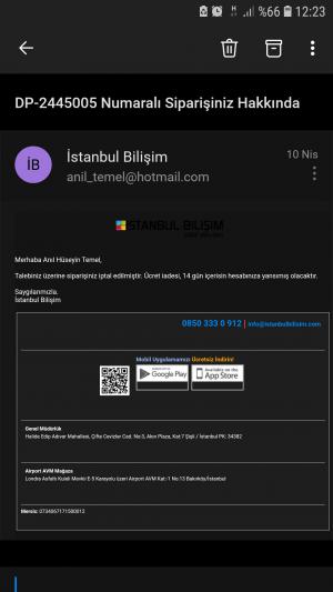 İstanbul Bilişim Para İadesi Yapılmadı
