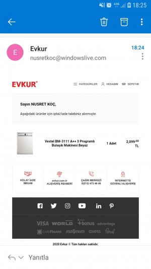Evkur A++ Aldığım Bulaşık Makinesi E Sınıfı Geldi