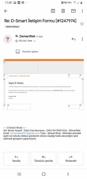 D-smart Aboneliğimi İptal Etmiyorlar