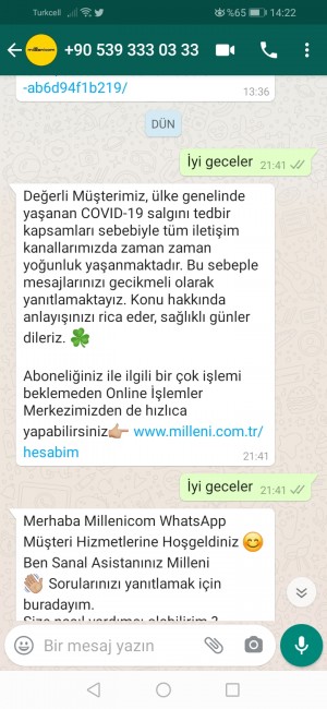 Millenicom Abonelik Hizmeti Vermeden Fatura Gönder Modemi Fişe Tak Sonra Kurulum Ücreti Talep Et