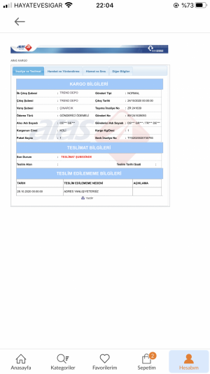 Aras Kargo Adres Yetersiz