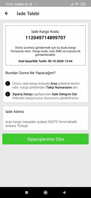 Aras Kargo Adrese Kurye İstiyorum Göndermiyorlar