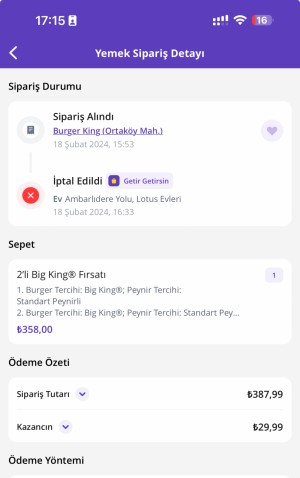 Getir Anlamsız İmha Ve İptal İşlemi