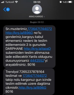 Aras Kargo 5 Ayri Kargomu Getirmedi