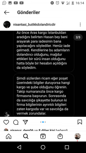 Aras Kargo Instagram Sitenin Bildiği Halde Kargolarını Getiriyor
