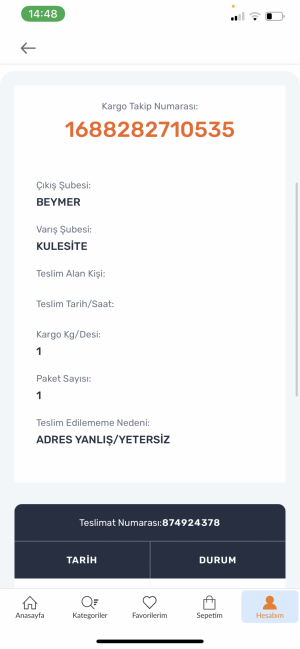 Aras Kargo Ürünü Getirmiyor