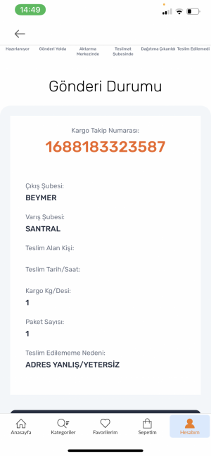 Aras Kargo Ürünü Getirmiyor