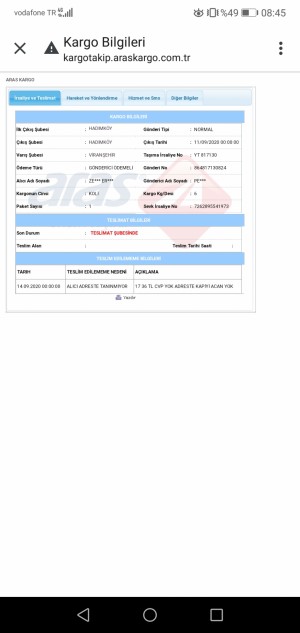 Aras Kargo Viranşehir Alıcı Kapıyı Açmıyor Demiş