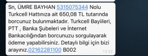 Turkcell Bana Ait Olmayan Numaralar İçin Aranıyorum