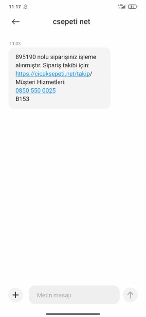 Ciceksepeti.net Bana Sipariş Vermişsiniz Diye Mesaj Geldi Öyle Bir Mesaj Atmadım