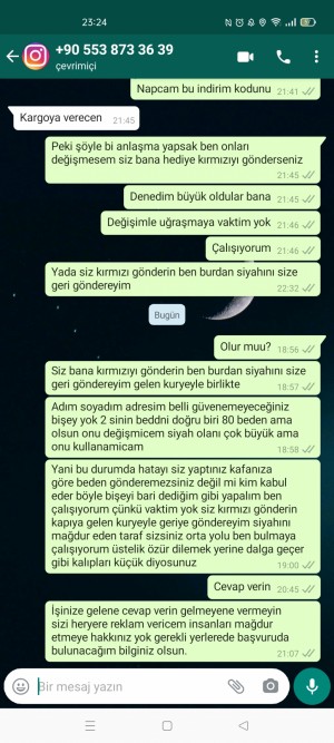 İç Giyim Express Beden Ve Renk Farklı Gönderildi