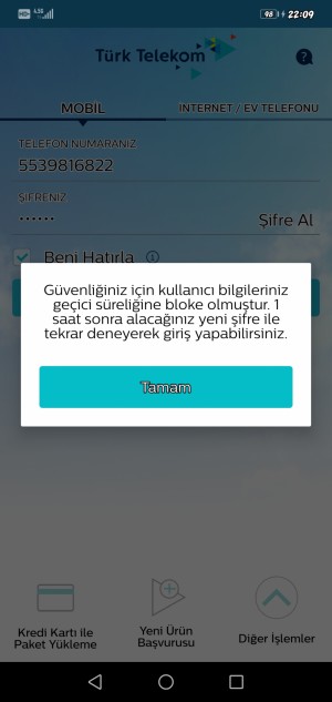 Ben Hep Türk Telekom Online Uygulaması Kullanıyorum Ve 1 Aydan Beri Bilgi Hatası Ve Bloke Hatası