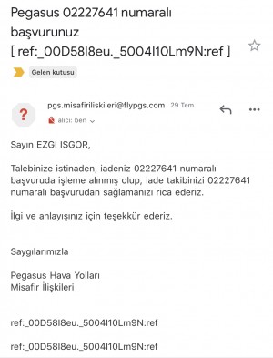 Pegasus Biletlerimiz İade Edilmedi!