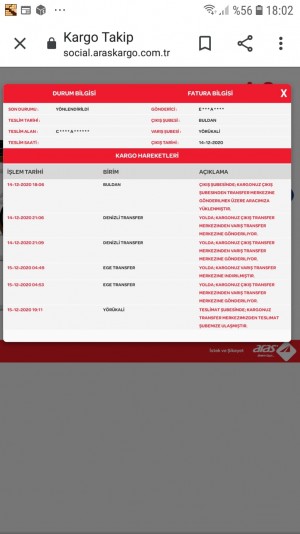 Aras Kargo Bilgilendirme Yapılmadan Ve Ürünüm Hasara Uğrayarak Geri İade