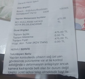 Bosch Ayıplı Dolap Sattı İlgilenmiyor