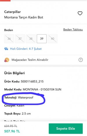 Boyner'den Cat Marka Waterproof Botlar Su Geçiriyor. Marka Arkasında Değil