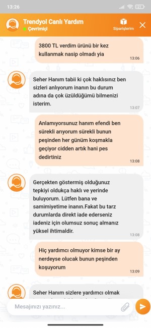 Trendyol Bozuk Ürün Yollanması Ve Beni Sürekli Başka Yerlere Yönlendirilmesi İademin Kabul Olmaması
