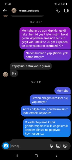 Toptan_ipekkirpik Adres Bilgilerini Göndermedikleri Gibi Mi Cevap Vermiyorlar Şikayetçiyim