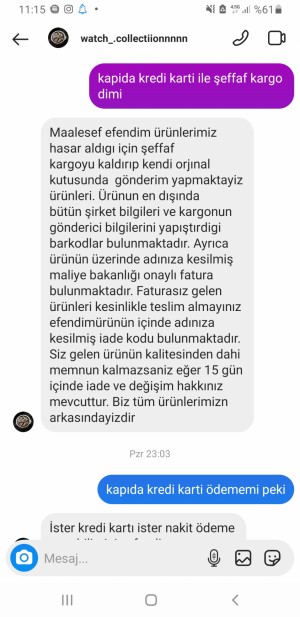 Watch_.collectiionnnnn Orijinal Saat Diye 10 Liralık Saat Gönderiyorlar