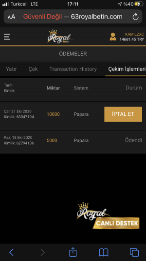 Royalbetin Paramı Göndermiyor