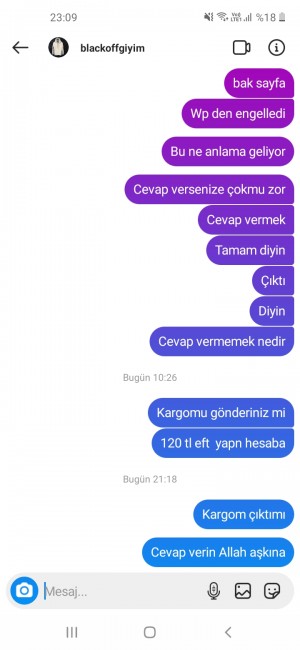 Blackkoffgiyim Saçma Sapan Şeyler Gönderdiler