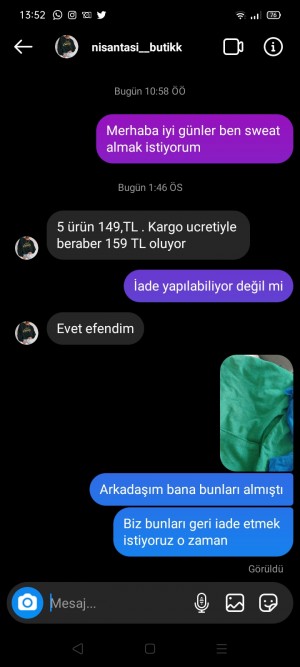 Nisantasi__butikk Paramın Geri İade Edilmesini Talep Ediyorum