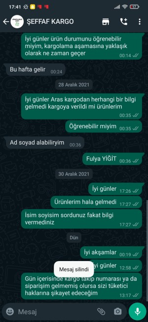 Hasmoda35 Herhangi Bir Dönüş Alamadım
