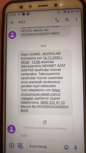 Vestel Dolap Değişecek Garantiden Mesajı Geldi 5.800 TL Fark İstediler