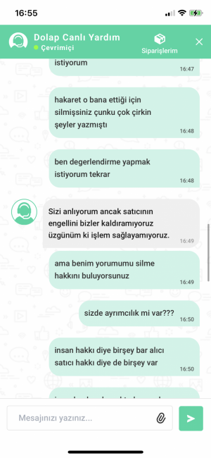 Dolap Haksızlık Eksik Yıldız, Kötü Değerlendirme Yorumları Siliyorlar