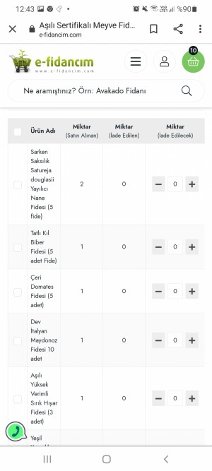 E-fidancım Eksik Ürün Naneler Gelmedi Gelen Maydanozlar Kuruldu Tutmadı